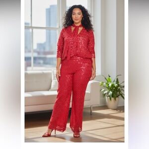 ELOQUII RED PANTSUIT SPECIAL OCCASION  TOP/28 PANTS/ 22 NWT